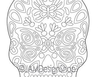 Day of the Dead, Dia de los Muertos, Sugar Skull, Halloween Party, Coloring Page, Day of the Dead Party, Party Activity, Halloween Activity