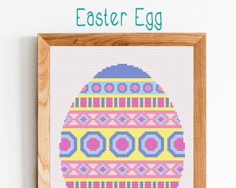 Cross Stitch Pattern PDF, Digital Download, Easter Decor, Cute Wall Art, Beginner Cross Stitch Pattern