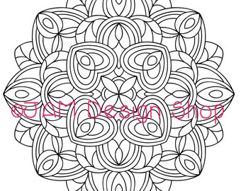 Digital Download, Abstract Mandala Coloring Page, Adult Coloring Book, Instant Download, Mindfulness Gift