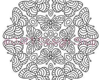 Coloring for Adults, Mandala Design, Coloring Sheets PDF, Adult Coloring, Butterfly Design, Coloring for Women, Mandala Art, Coloring Pages