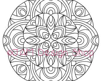 Digital Download, Abstract Mandala Coloring Page, Adult Coloring Book, Instant Download, Mindfulness Gift