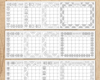 Digital Download, Printable Calendar 2023 Monthly, Floral Calendar 2023 Printable, Coloring Calendar Adults, Coloring PDF, Flower Power