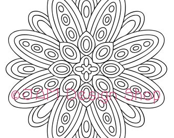 Coloring Sheet, Mandala Coloring Page, Adult Coloring Book, Digital Download, Stress Relief Gift, Mindfulness