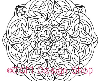 Digital Download, Abstract Mandala Coloring Page, Adult Coloring Book, Instant Download, Mindfulness Gift