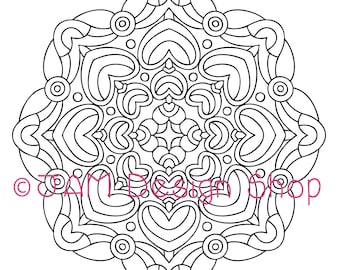 Páginas para colorear imprimibles, Página para colorear Mandala, Libro para colorear para adultos, Arte Mandala, Descarga instantánea