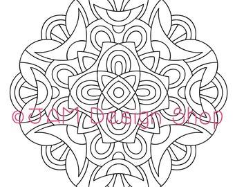 Páginas para colorear imprimibles, Página para colorear Mandala, Libro para colorear para adultos, Arte Mandala, Descarga instantánea