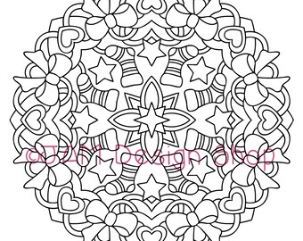 Christmas Mandala Coloring Page, Holiday Activities, Holiday Party, Coloring for Kids, Coloring for Adults, Christmas Activities