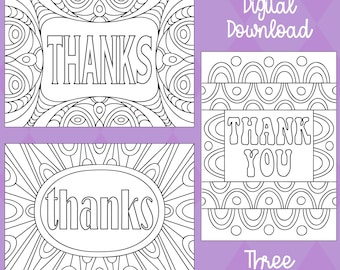 Thank You Cards, Abstract Designs, Greeting Cards, Coloring Pages, Coloring Cards, Printable Cards, Coloring for Kids, Coloring for Adults