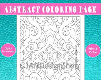Página abstracta para colorear para adultos, Página para colorear para adultos, Página para colorear imprimible, Impresión y color, Diseño abstracto a color, Libro para colorear para adultos