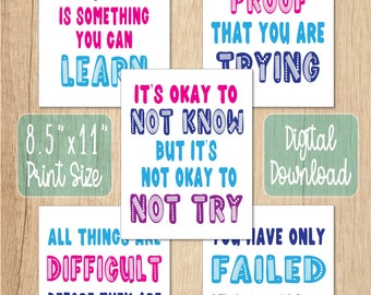 Growth Mindset Posters, Classroom Posters, Classroom Decor, Bulletin Board, Classroom Art, Character Building, Growth Mindset, Posters