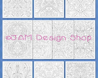 Zentangle Coloring Pages, Printable Coloring, Instant Download, Mindfulness Gift, Abstract Design, Zentangle Art, Adult Coloring Book