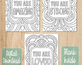 Tarjetas de aliento, Regalo de aliento, Citas motivacionales, Tarjetas para colorear, Tarjetas imprimibles, Tarjeta pensando en ti, Conjunto de tarjetas de felicitación