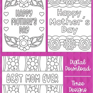 Tarjetas del Día de la Madre, Tarjetas para Colorear, Tarjetas Imprimibles, Regalo del Día de la Madre, Regalo de Mamá, Regalo de Abuela, Descarga Digital