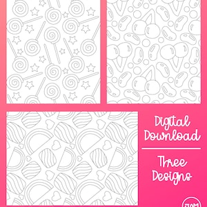 Coloring Cards, Coloring Book Cards, Candy Pattern, Thinking of You Card, Greeting Card Set, Birthday Card Set, Thank You Cards