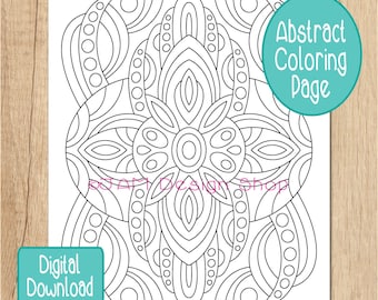 Zentangle Coloring Pages, Printable Coloring, Instant Download, Mindfulness Gift, Abstract Design, Zentangle Art