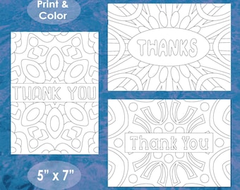 Thank You Cards, Abstract Designs, Greeting Cards, Coloring Pages, Coloring Cards, Printable Cards, Coloring for Kids, Coloring for Adults