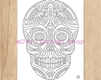 Day of the Dead, Dia de los Muertos, Sugar Skull, Halloween Party, Coloring Page, Calavera, Party Activity, Halloween Activity