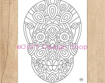Day of the Dead, Dia de los Muertos, Sugar Skull, Halloween Party, Coloring Page, Calavera, Party Activity, Halloween Activity