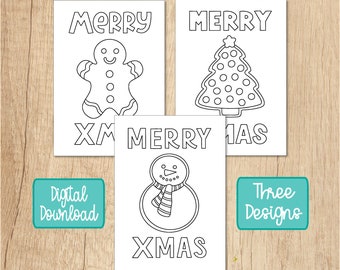 Holiday Cards, Christmas Cards, Holiday Card Set, Christmas Card Set, Coloring Cards, Greeting Card Set, Xmas, Coloring for Kids