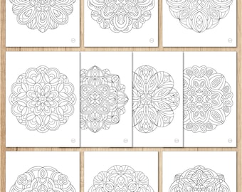 Adult Coloring Book, Instant Download, Abstract Mandalas Coloring Pages, Coloring Book, Digital Download