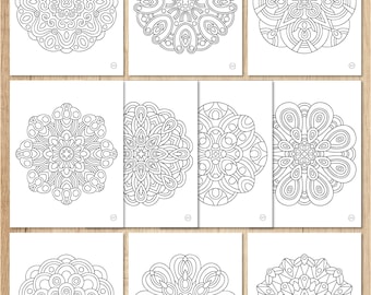 Adult Coloring Book, Instant Download, Abstract Mandalas Coloring Pages, Coloring Book, Digital Download