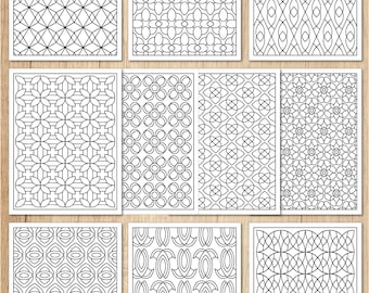 Adult Coloring Book, Instant Download, Abstract Pattern Coloring Pages, Coloring Book, Digital Download