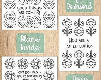Encouragement Cards, Encouragement Gift, Motivational Quotes, Coloring Cards, Printable Cards, Thinking of You Card, Greeting Card Set