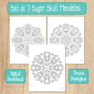 Day of the Dead, Dia de los Muertos, Sugar Skull Mandala, Halloween Party, Coloring Bundle, Calavera, Party Activity, Halloween Activity