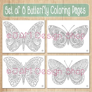 Butterfly Coloring Pages, Digital Download, Coloring PDF, Butterfly Lover Gift, Mindfulness Activity, Butterfly Art, Adult Coloring Book