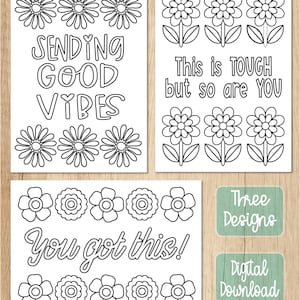 Tarjetas de aliento, Regalo de aliento, Citas motivacionales, Tarjetas para colorear, Tarjetas imprimibles, Tarjeta pensando en ti, Conjunto de tarjetas de felicitación
