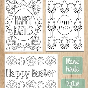 Malen Sie Ihre eigenen Osterkarten, druckbare Karten, Grußkartenset, Ostergeschenk, Malkarten, Blumenmuster, Frühlingsdesigns, Osterei