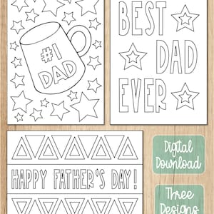 Tarjetas del Día del Padre, Tarjetas para Colorear, Tarjetas Imprimibles, Regalo del Día del Padre, Regalo de Papá, Regalo del Abuelo, Descarga Digital