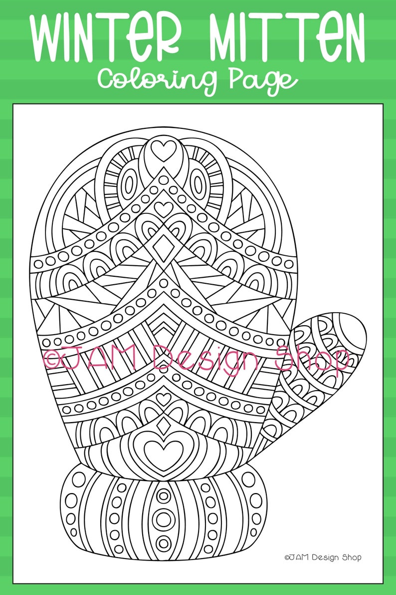 Winter Mitten Coloring Page, Holiday Activities, Holiday Party