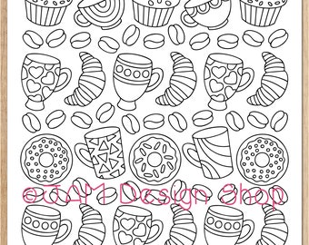 Coloring Pages, Coloring Sheet, Coffee Lovers, Coffee Theme, Positive Vibes, Coloring for Adults, Coffee Lover Gift
