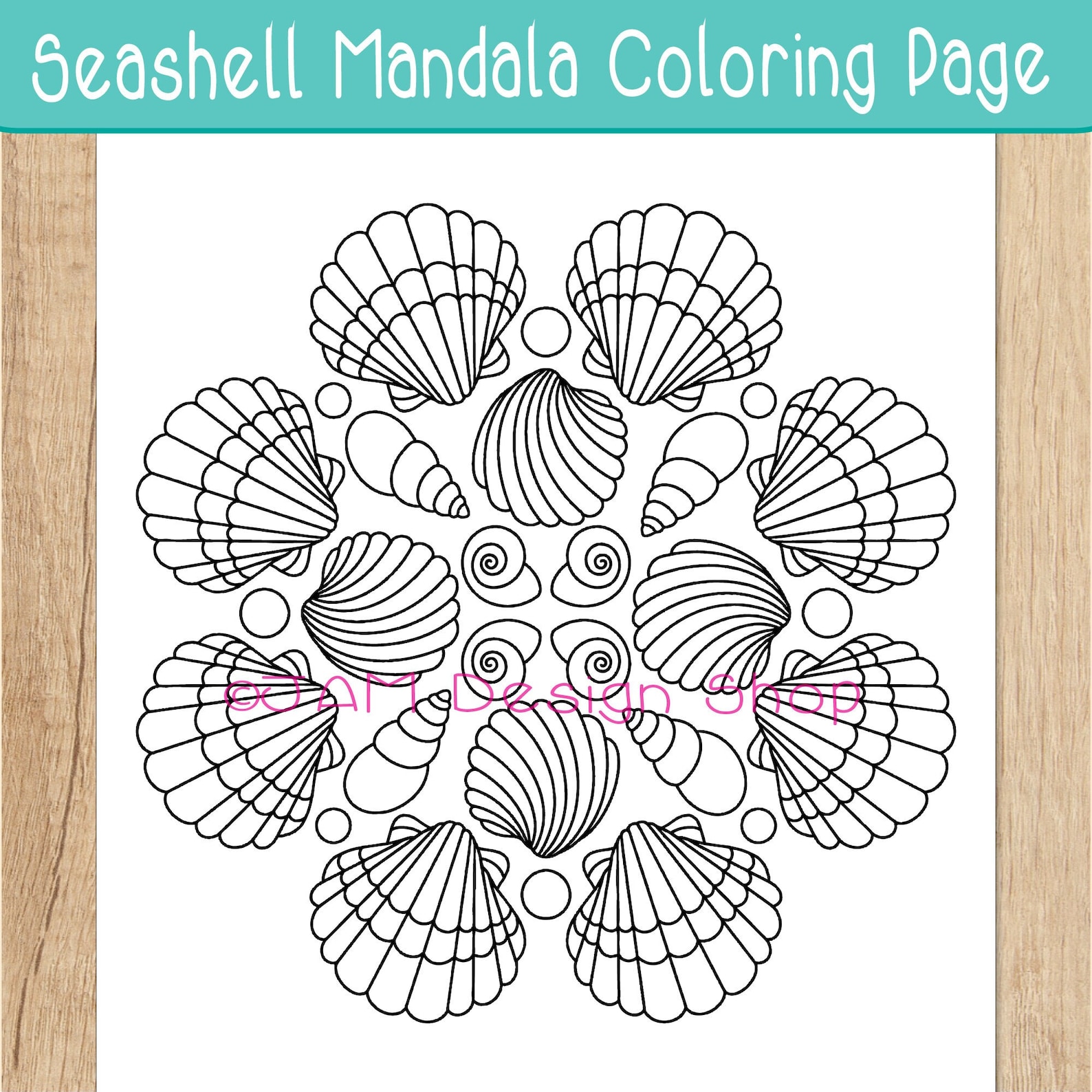 Seashell Mandala Coloring Page, Ocean Mandala, Digital Download ...