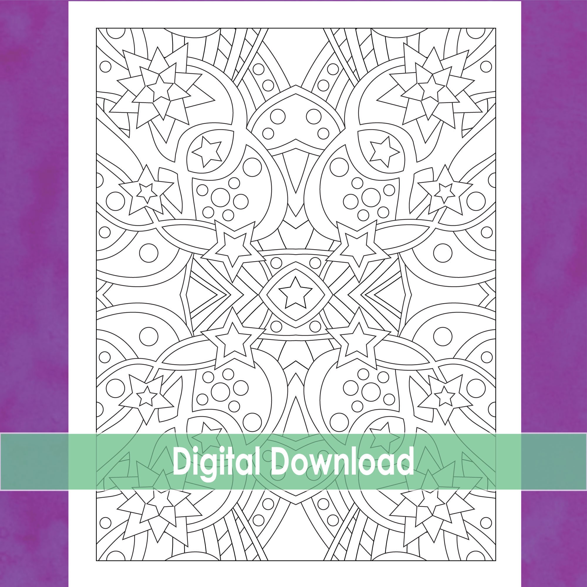 Coloring Page, Star Design, Star Pattern, Coloring for Adults, Adult ...