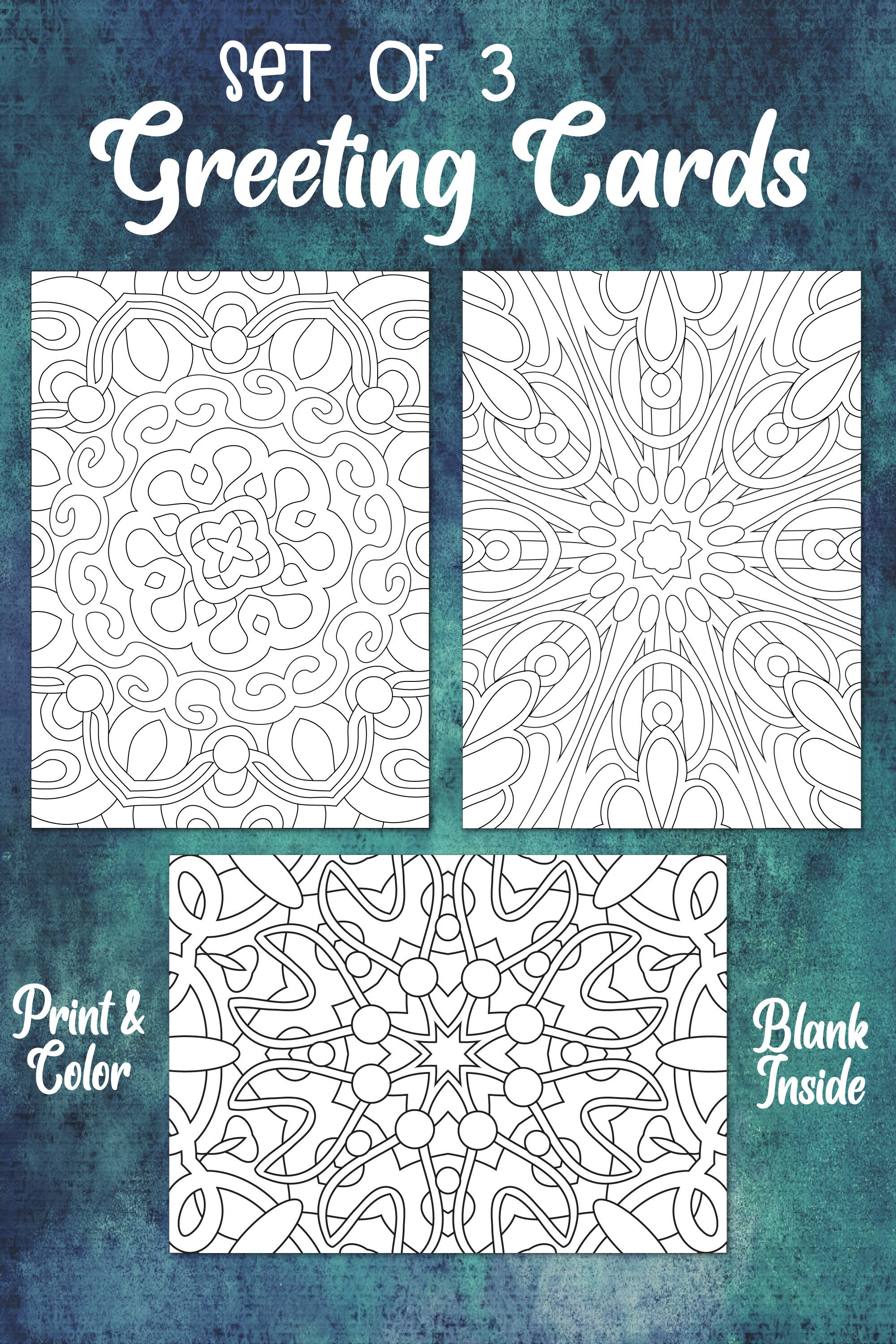 Hand Painted Mandala Notecard Set, Watercolor Cards, Blank Cards