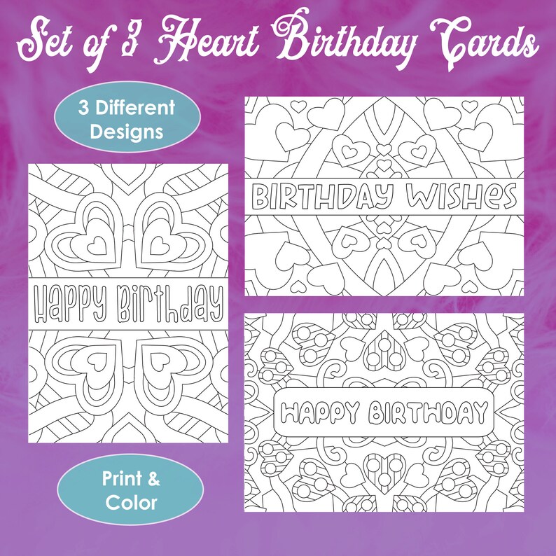 Heart Birthday Cards, Printable Birthday Cards, Printable Cards ...