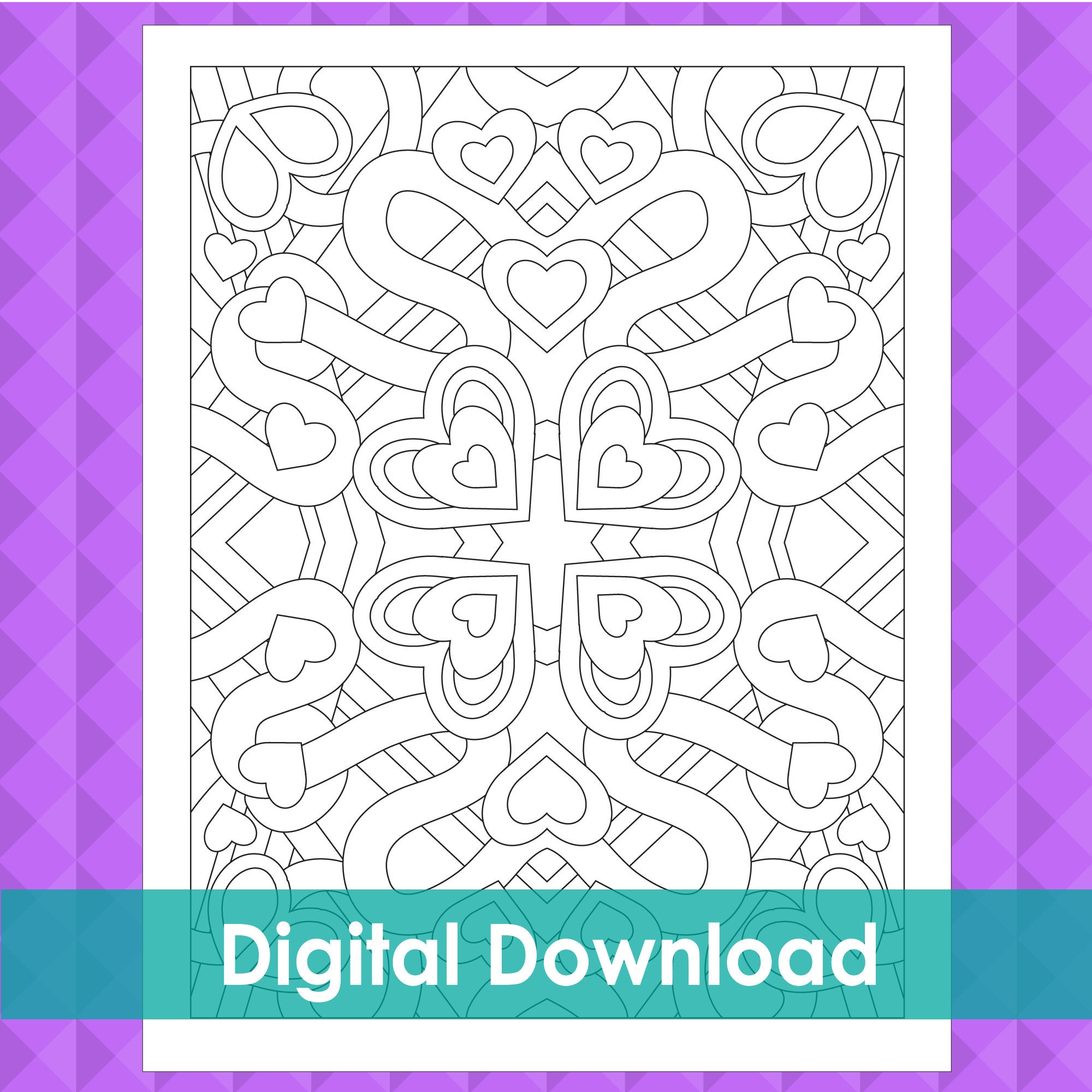 3 Heart Coloring Pages. Set of 3 Coloring Pages Heart | Etsy