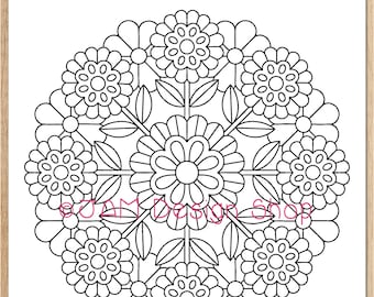 Flower Mandala, Floral Mandala, Coloring Pages, Coloring Sheet PDF, Coloring for Adults, Coloring for Girls, Mandala, Coloring Book, Color