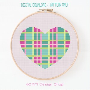 Cross Stitch Pattern PDF, Digital Download, Heart Decor, Cute Wall Art, Beginner Cross Stitch Pattern