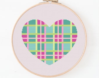 Cross Stitch Pattern PDF, Digital Download, Heart Decor, Cute Wall Art, Beginner Cross Stitch Pattern