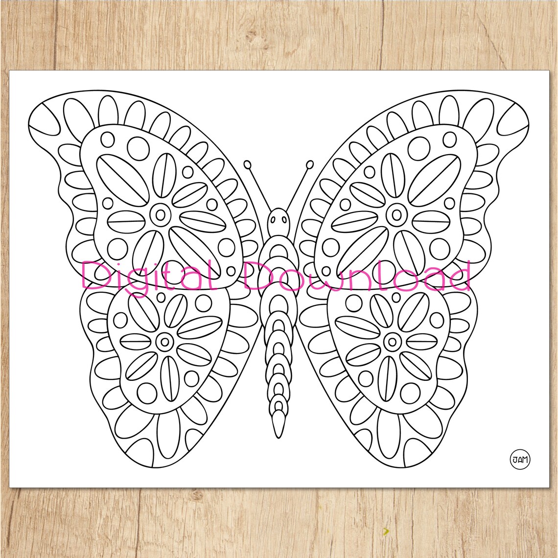 Butterfly Coloring Page, Butterfly Design, Printable Coloring Page ...
