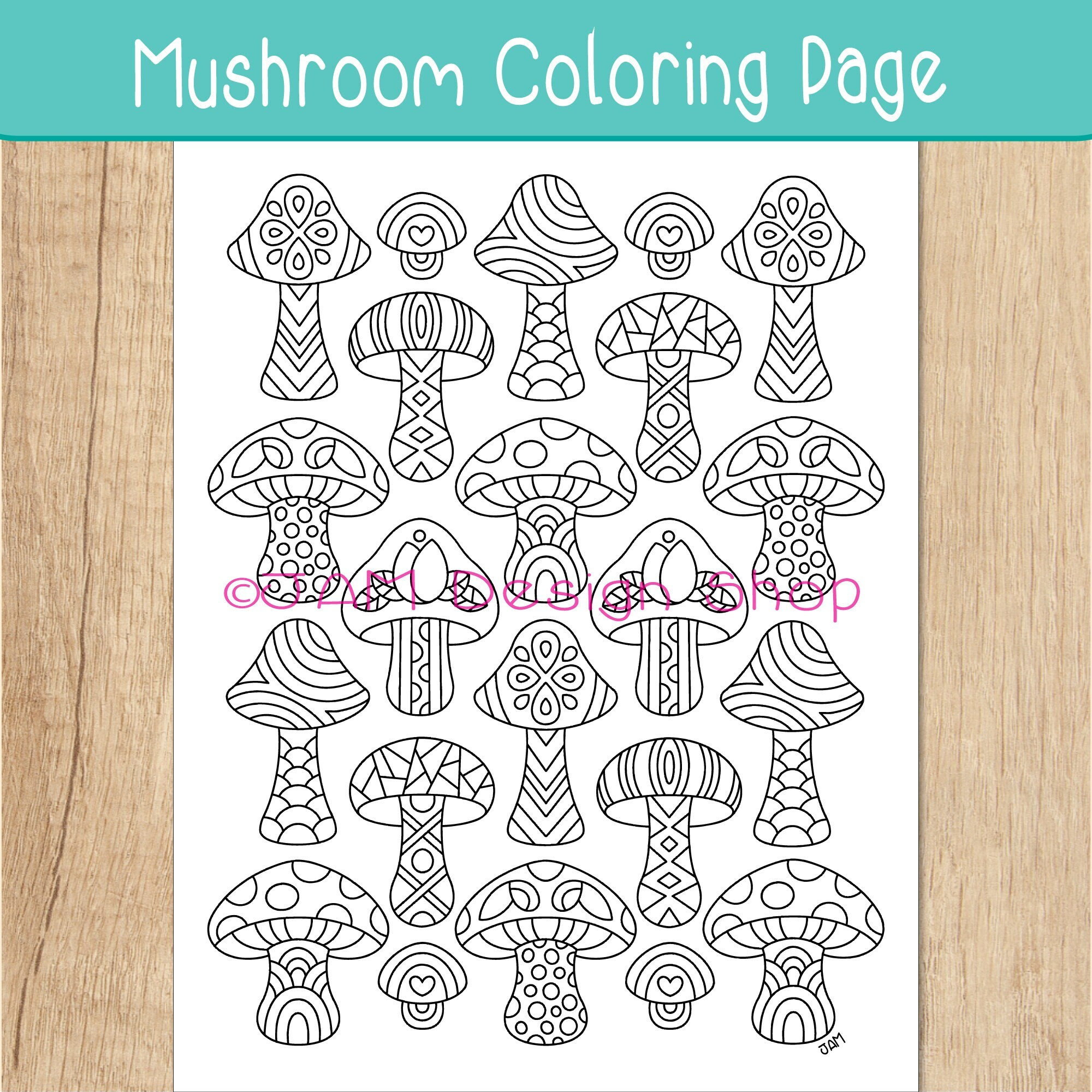 Digital Download, Magic Mushroom Coloring Page, Psychedelic Mushroom ...