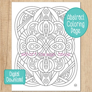 Zentangle Coloring Pages, Printable Coloring, Instant Download, Mindfulness Gift, Abstract Design, Zentangle Art