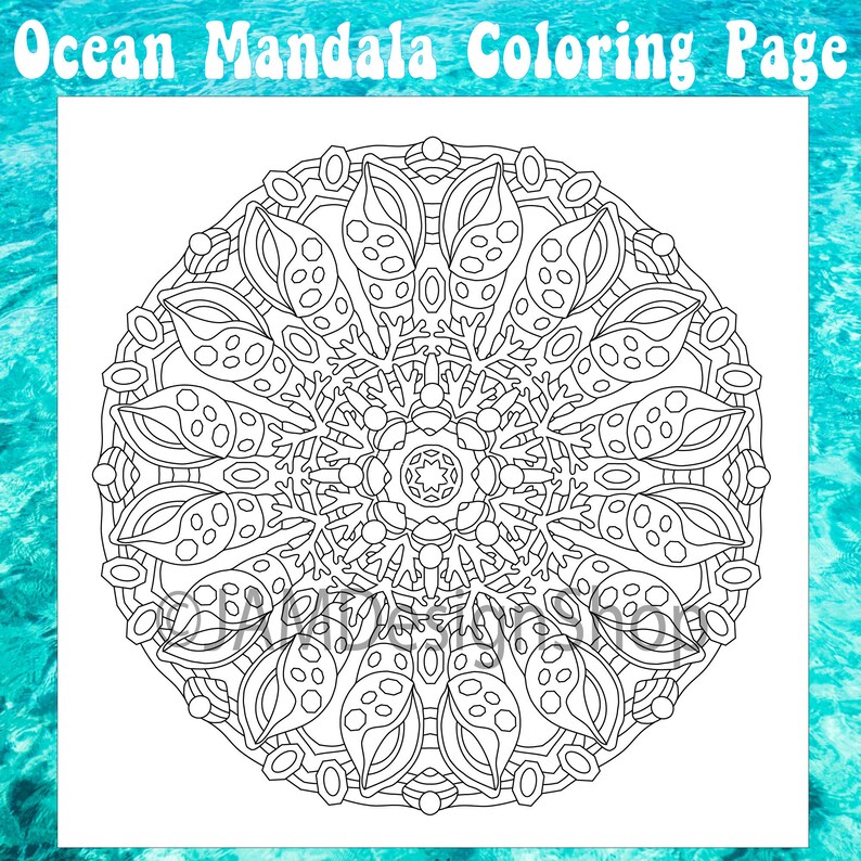 ocean mandala coloring page ocean mandala mandala coloring etsy uk