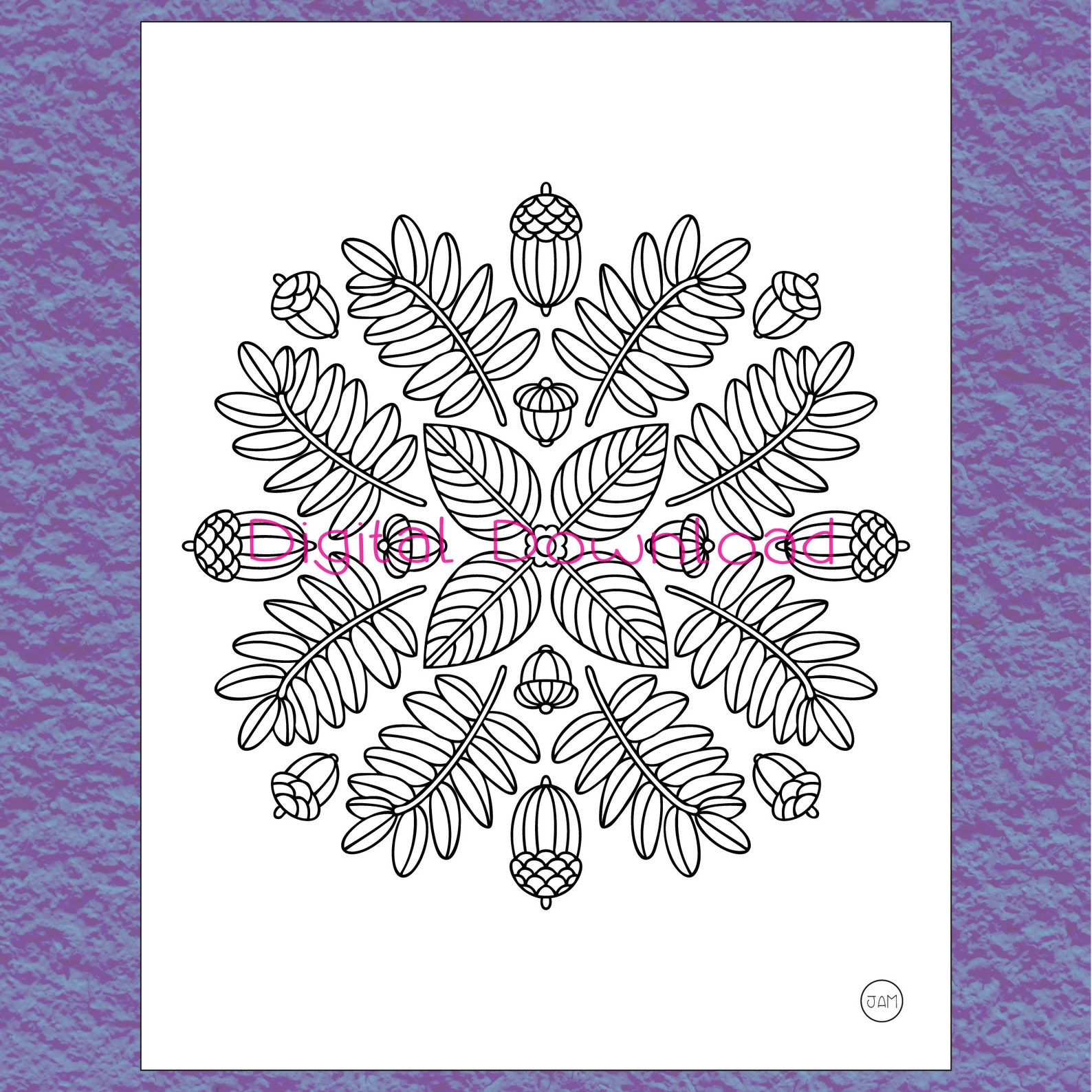 Digital Download, Leaf Mandala Coloring Page, Autumn Leaves, Adult ...