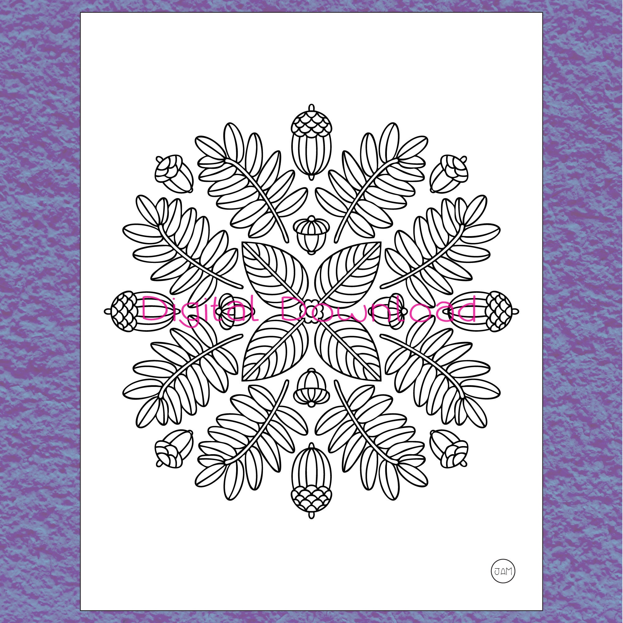 Digital Download, Leaf Mandala Coloring Page, Autumn Leaves, Adult ...
