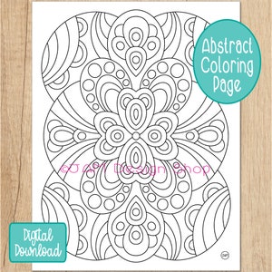 Zentangle Coloring Pages, Printable Coloring, Instant Download, Mindfulness Gift, Abstract Design, Zentangle Art