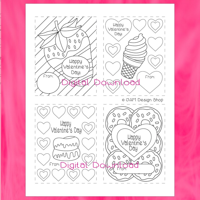 Color Your Own Valentines Day Cards, Printable Valentines, Valentines ...